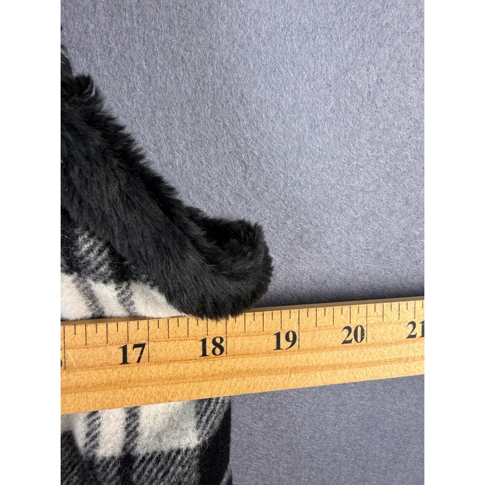 Woolrich Womens Small Black White Plaid Faux Fur Lined Full Zip Fleece Vest - Picture 4 of 4